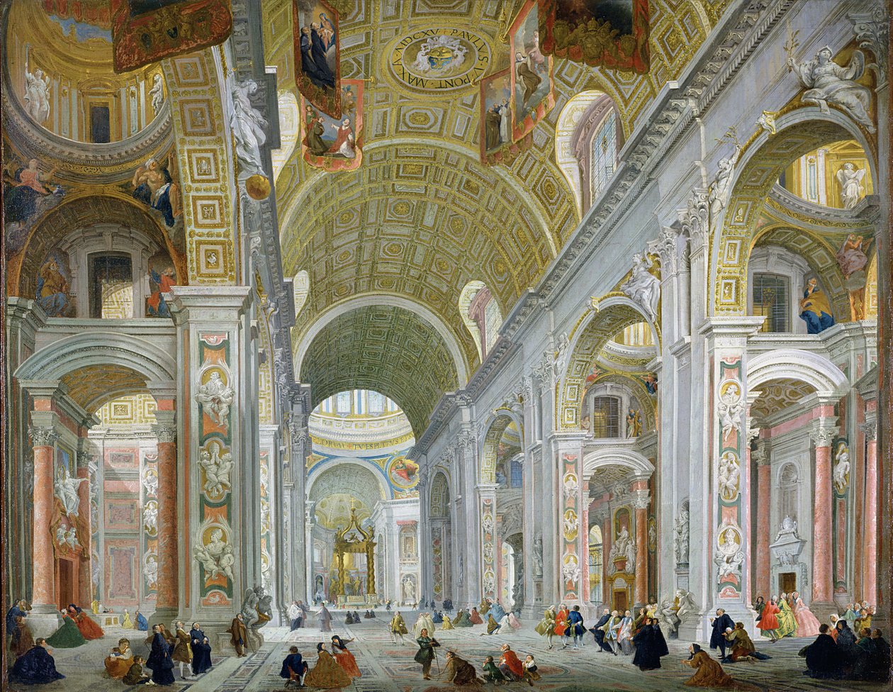 Interior de San Pedro, Roma, c.1754 de Giovanni Paolo Pannini