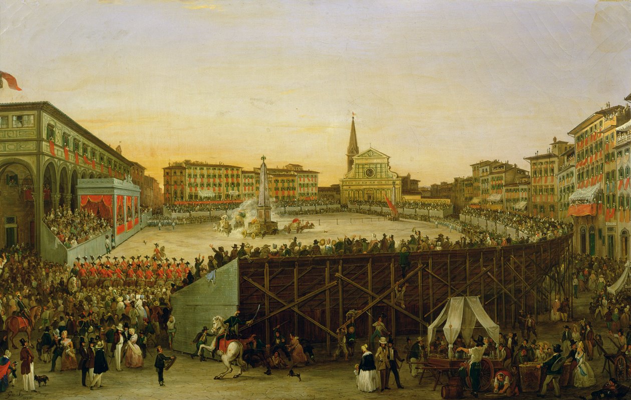 La Carrera de Carros en la Piazza Santa Maria Novella en Florencia de Giovanni Signorini