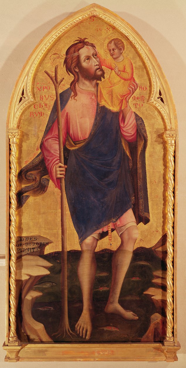 San Cristóbal (temple sobre tabla) de Giovanni da Bologna
