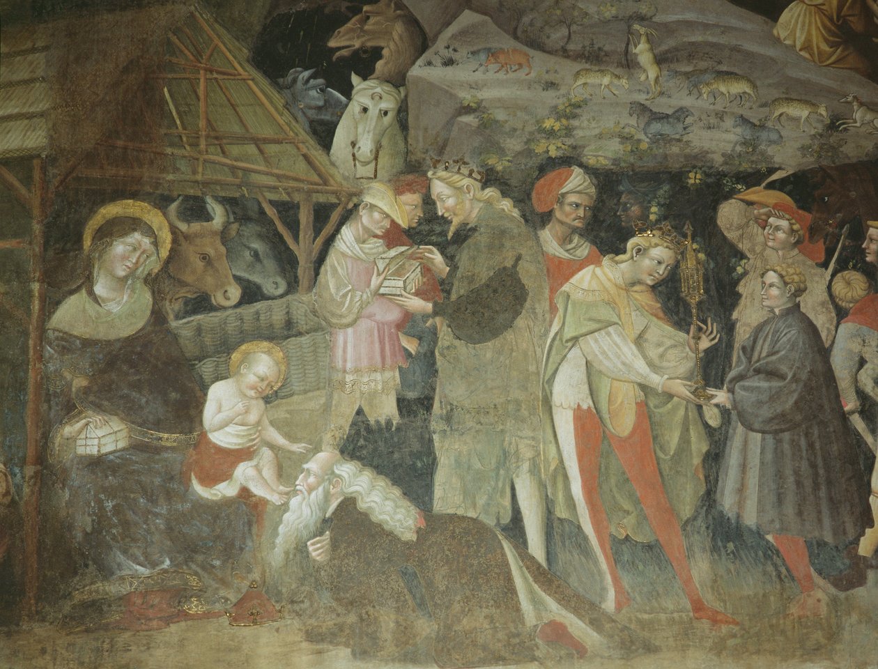 Escena de la Natividad del ciclo del Viaje de los Reyes Magos, Capilla Bolognini, c.1420 de Giovanni da Modena