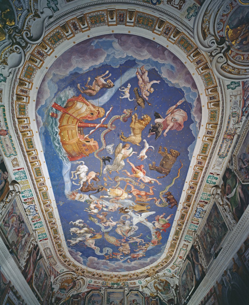 Techo astrológico, en la Sala del Mappamondo de Giovanni de Vecchi