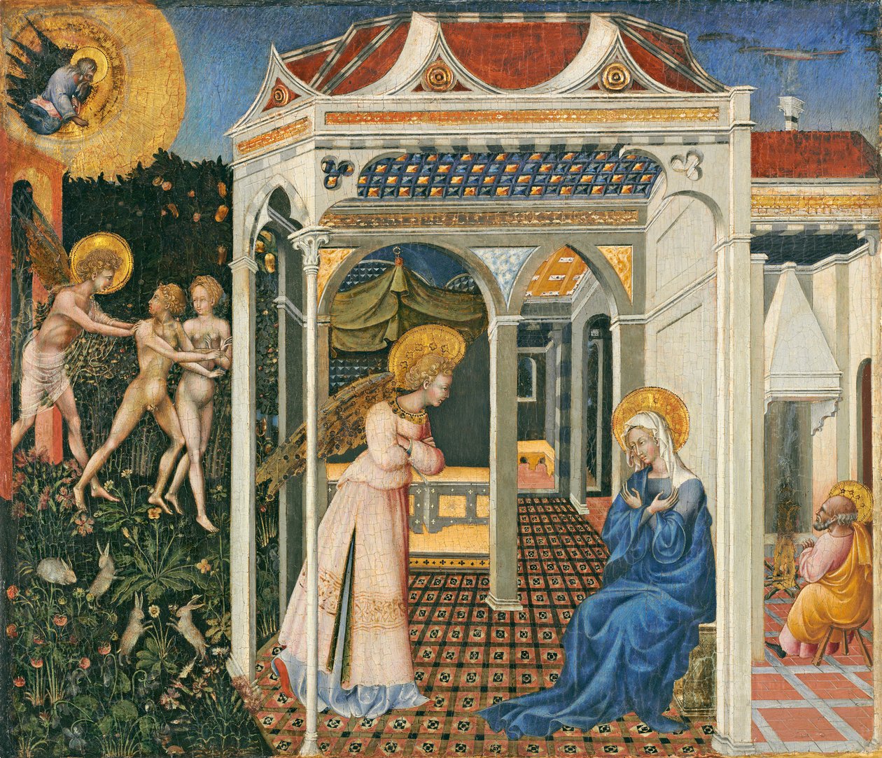 La Anunciación y la Expulsión del Paraíso, c. 1435 de Giovanni di Paolo