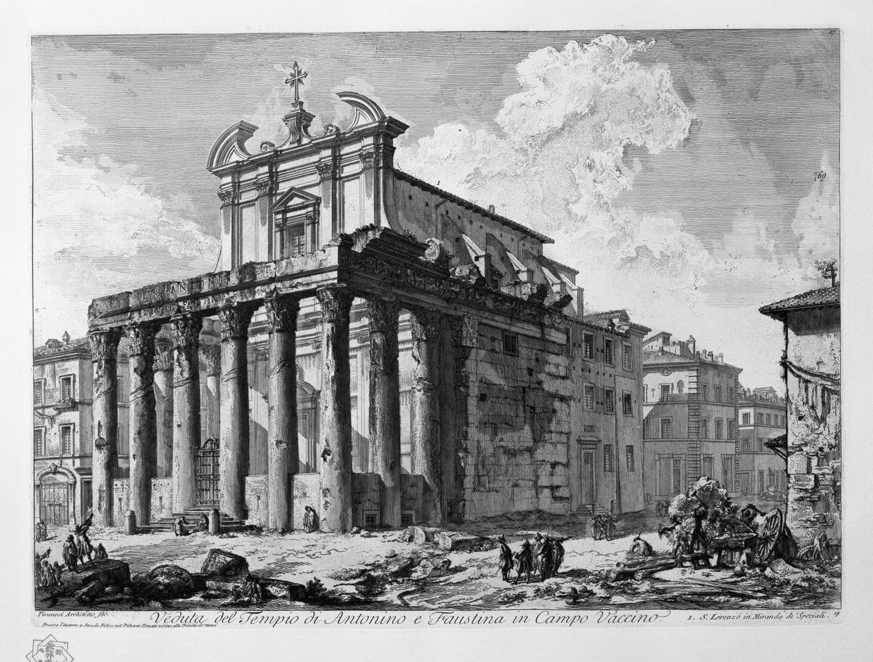 Veduta del Templo de Antonino y Faustina en Campo Vaccino de Giovanni Battista Piranesi