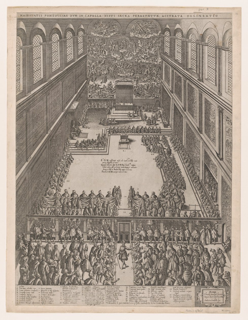 Speculum Romanae Magnificentiae: Una Reunión Papal en la Capilla Sixtina, de Michelangelo, 1582 de Giovanni Ambrogio Brambilla