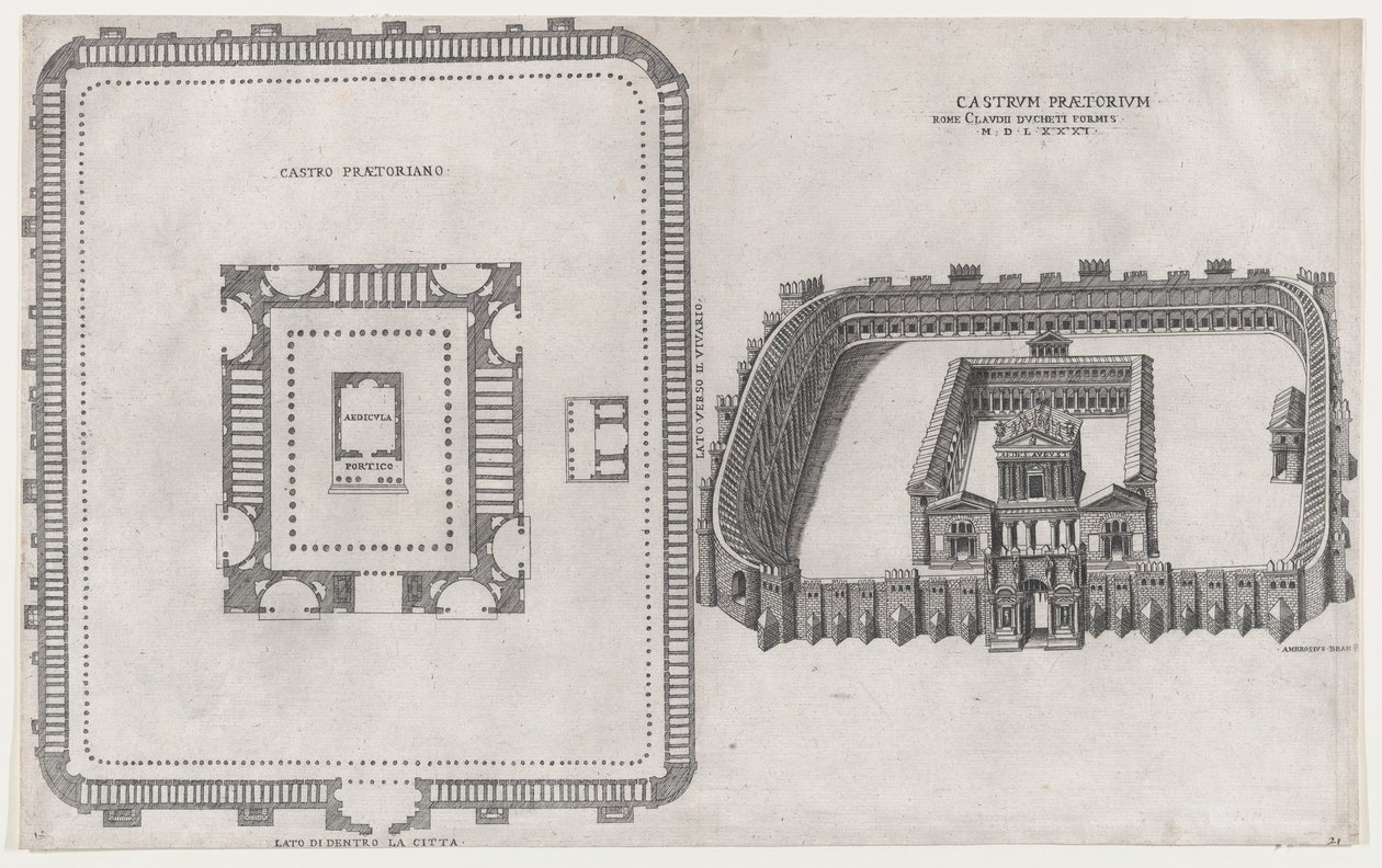 Speculum Romanae Magnificentiae: Castrum Praetorium, 1581 de Giovanni Ambrogio Brambilla