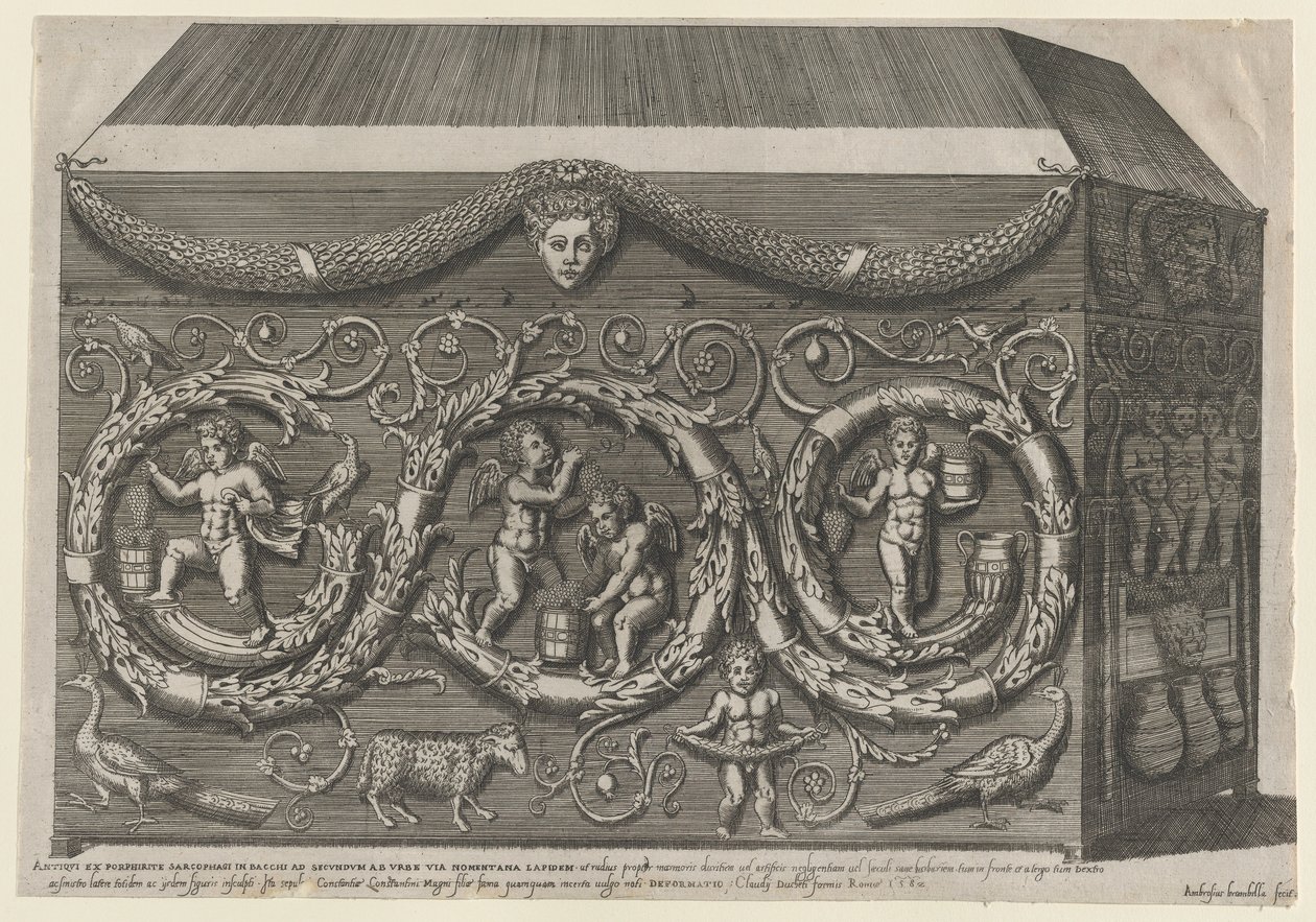 Speculum Romanae Magnificentiae: Sarcófago Decorado con Arabescos, 1582 de Giovanni Ambrogio Brambilla