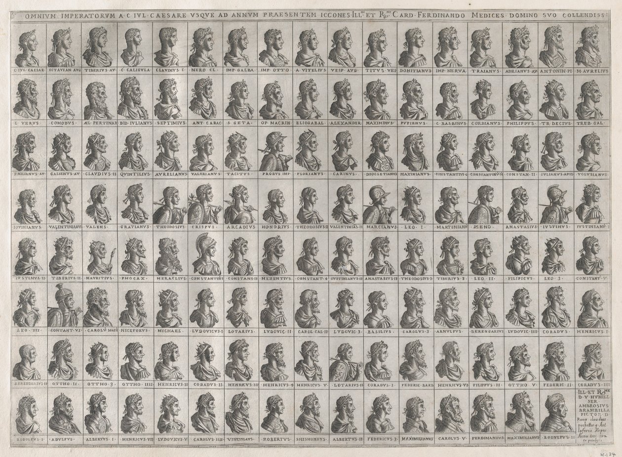 Speculum Romanae Magnificentiae: Retratos de los emperadores desde Julio César hasta Rodolfo II de Giovanni Ambrogio Brambilla