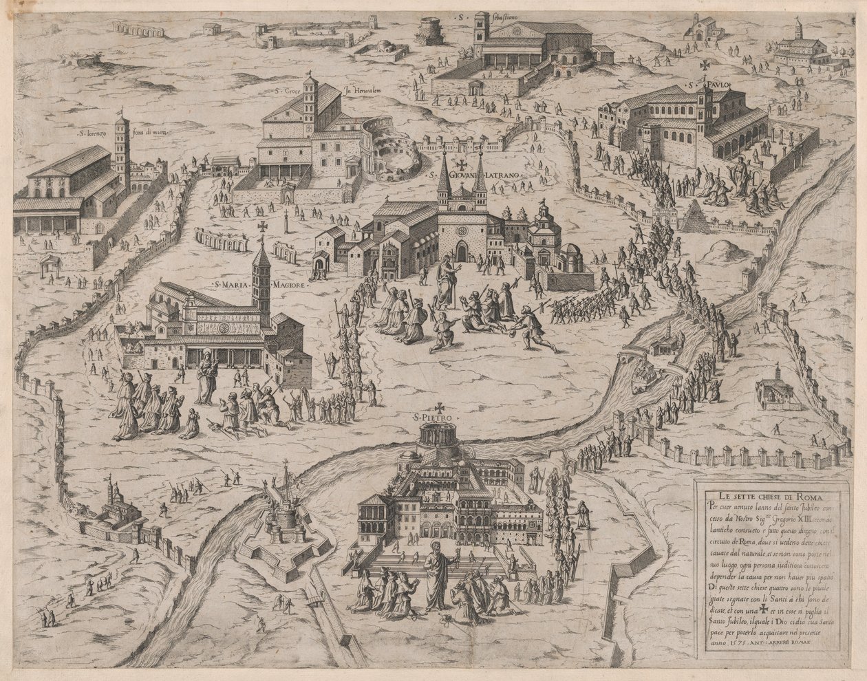 Speculum Romanae Magnificentiae: Las siete iglesias de Roma Le Sette Chiese di Roma, 1575 de Giovanni Ambrogio Brambilla.