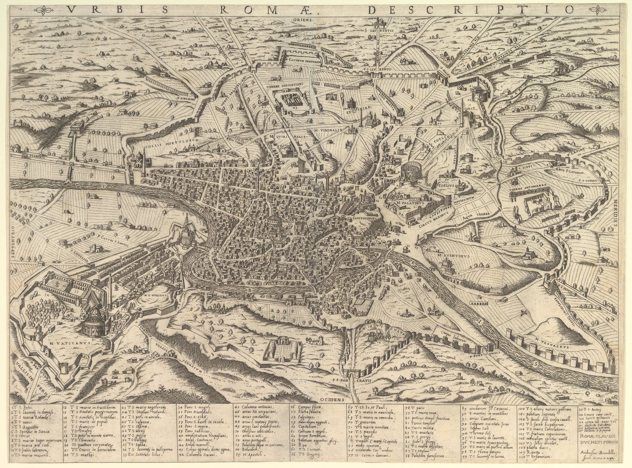 Speculum Romanae Magnificentiae: Vista de la Roma Moderna desde el Oeste, 1590 de Giovanni Ambrogio Brambilla