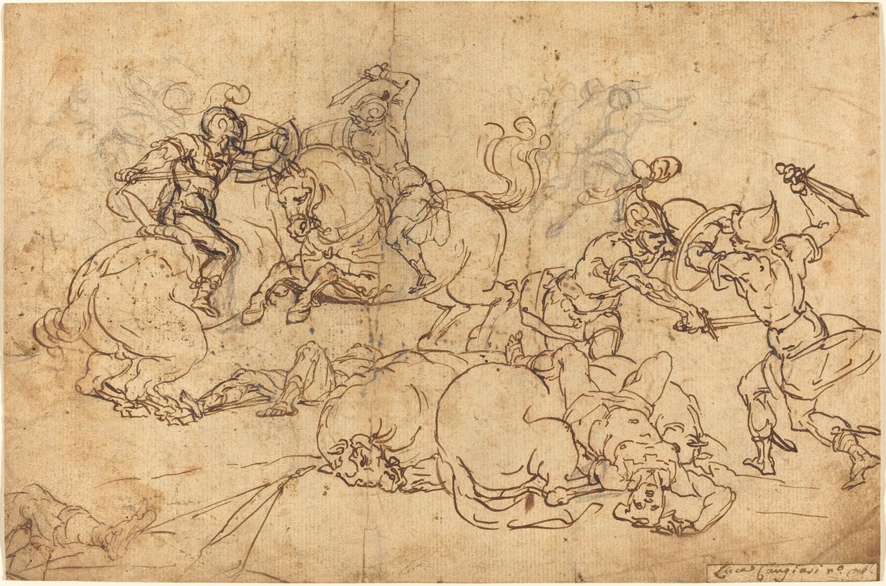 Soldados Luchando de Giovanni Andrea Ansaldo