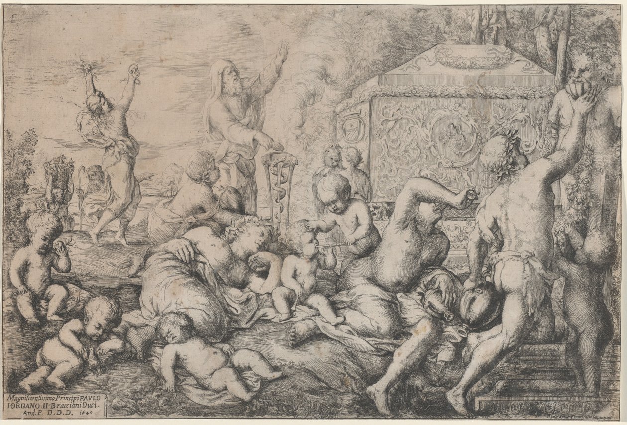 Bacanal con altar, fauno y Sileno de Giovanni Andrea Podesta