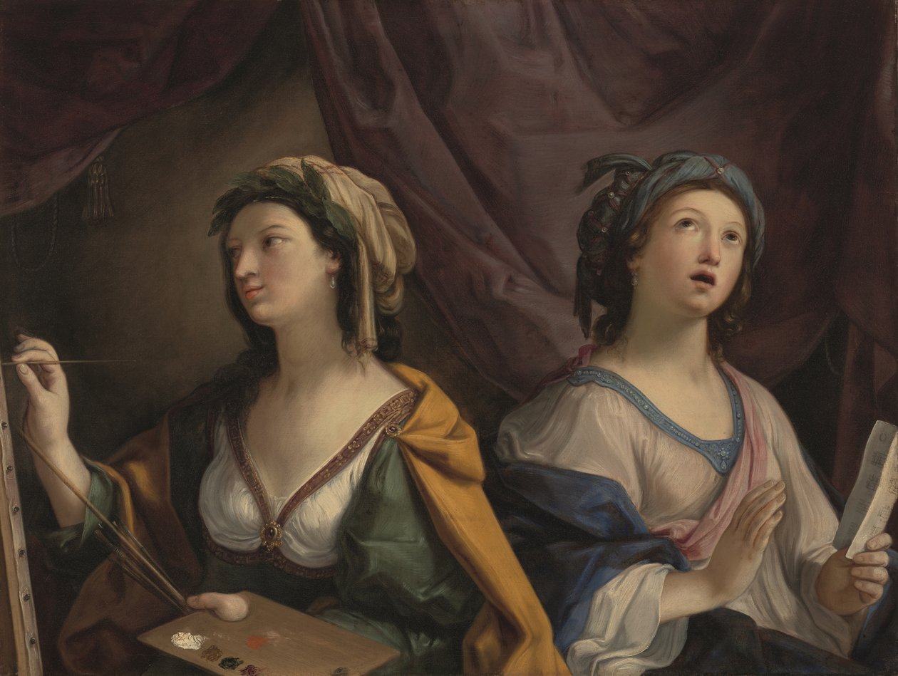 Alegoría de la pintura y la música (óleo sobre lienzo) de Giovanni Andrea Sirani