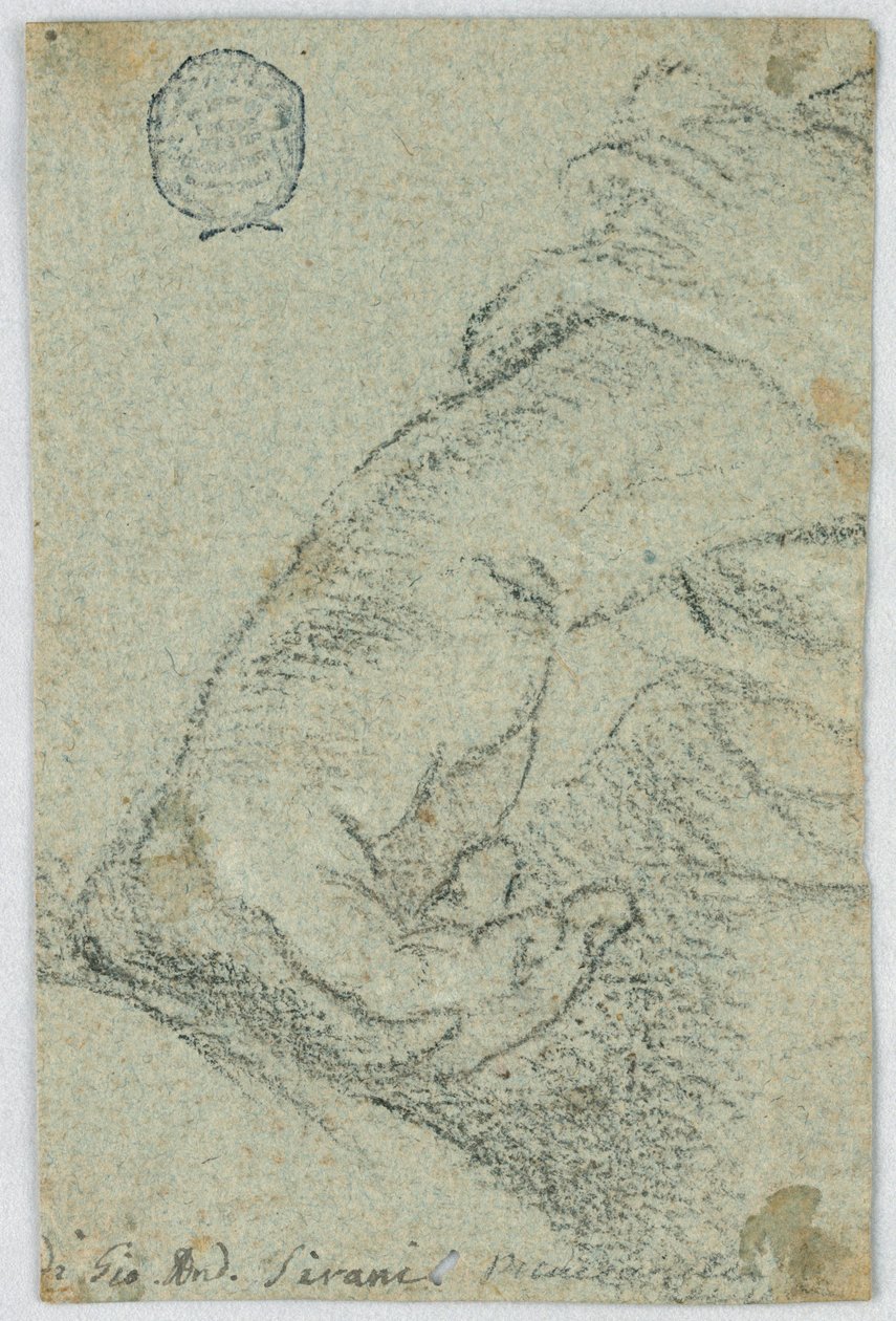 Dibujo, Estudio: Una mano izquierda en posición inclinada, hacia 1650 de Giovanni Andrea Sirani