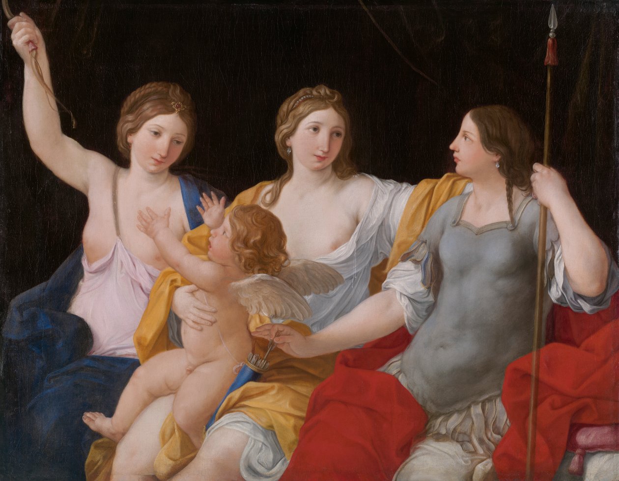 Venus, Juno y Minerva, con Cupido de Giovanni Andrea Sirani