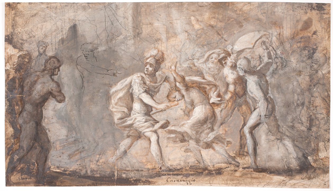 Tarpeya siendo aplastada bajo los escudos de los sabinos de Giovanni Angelo Canini
