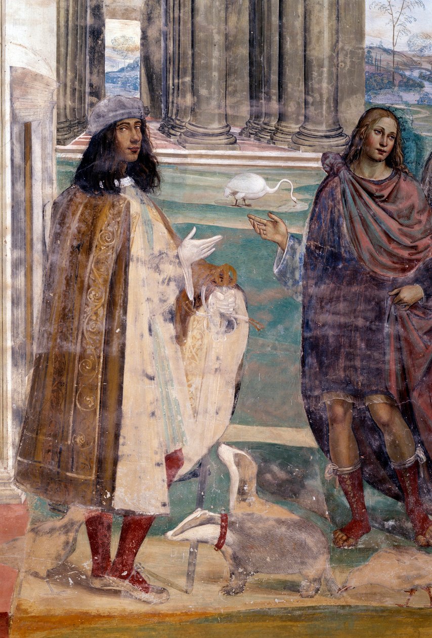 San Benito arregla un tamiz roto (autorretrato del artista) (detalle) de Giovanni Antonio Bazzi Sodoma