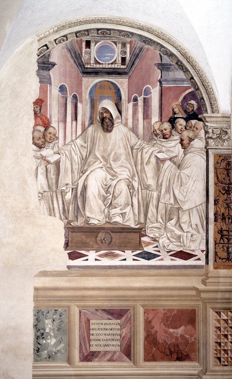 San Benito da la regla a los monjes (fresco de Antonio Bazzi) de Giovanni Antonio Bazzi Sodoma