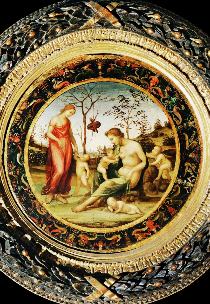 Venus terrestre con Eros y Venus celeste con Anteros y dos cupidos ... de Giovanni Antonio Bazzi Sodoma