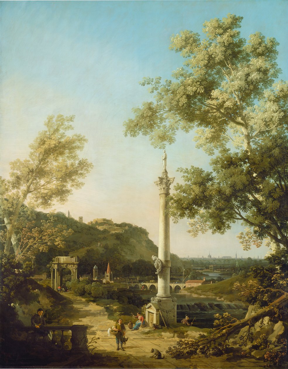 Capricho de paisaje inglés con una columna, c.1754 de Giovanni Antonio Canal