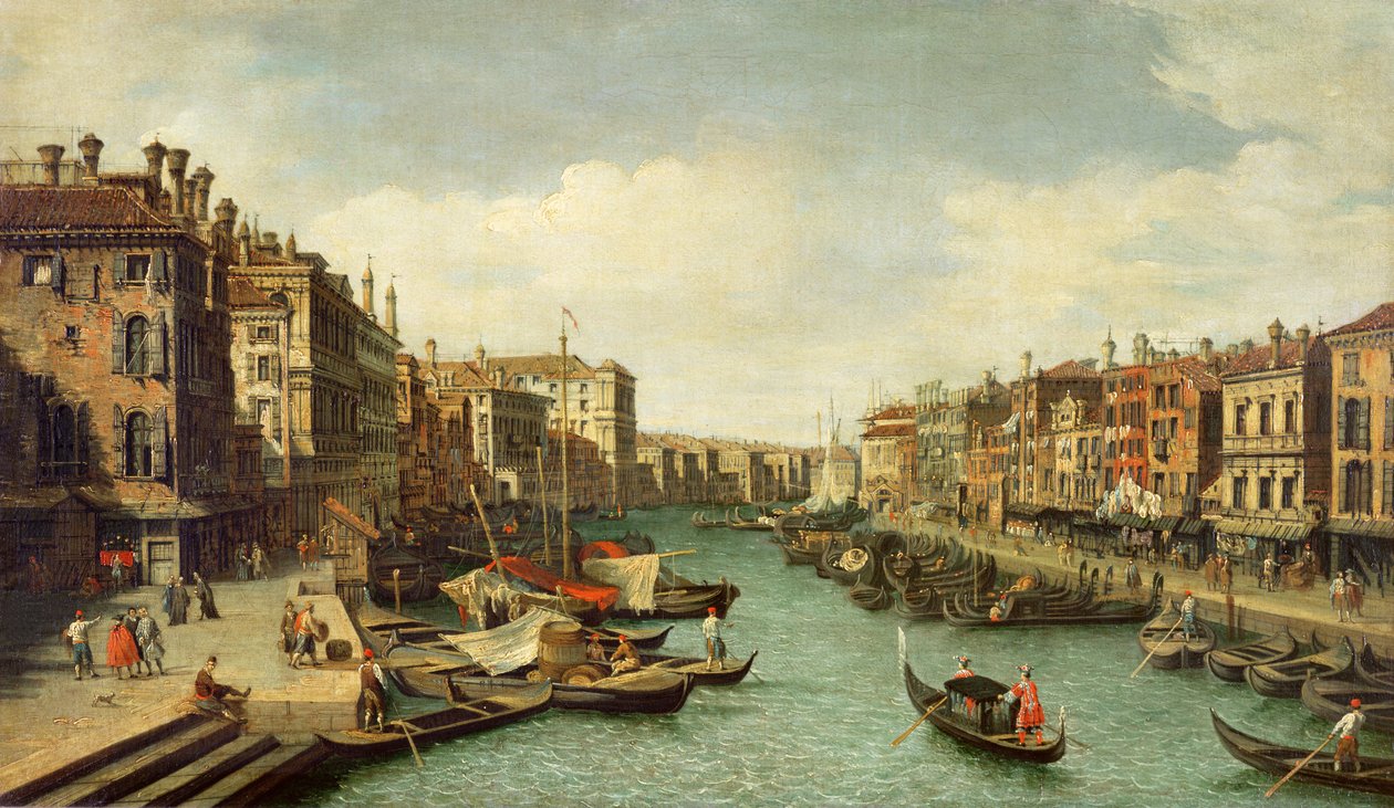 El Gran Canal cerca del Puente de Rialto, Venecia, c.1730 de Giovanni Antonio Canal