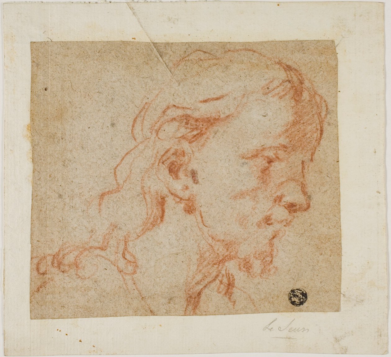 Cabeza de Cristo, de perfil de tres cuartos, a la derecha de Giovanni Antonio Guardi