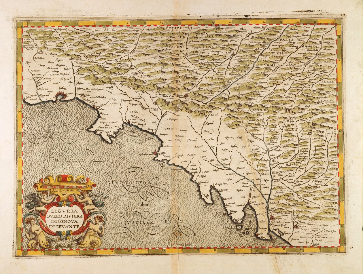 Región de Liguria oriental, del Atlas de Italia de Giovanni Antonio Magini, grabado en cobre de Giovanni Antonio Magini