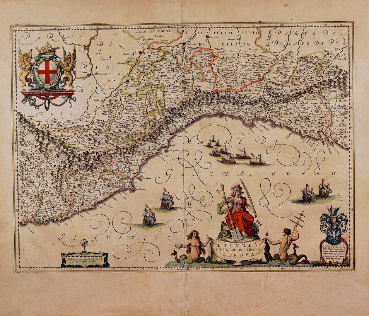 Mapa de la región de Liguria, por Giovanni Antonio Magini de Giovanni Antonio Magini