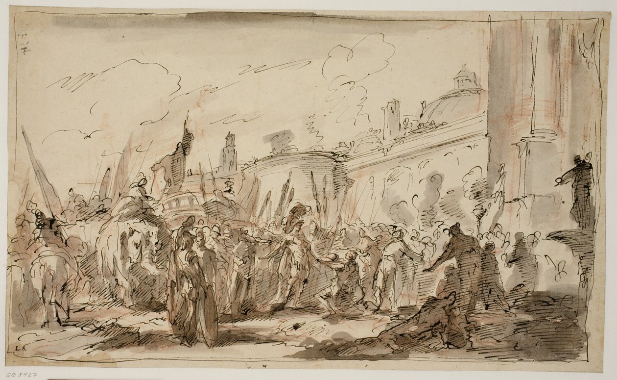 La cabeza de Pompeyo presentada a César de Giovanni Antonio Pellegrini