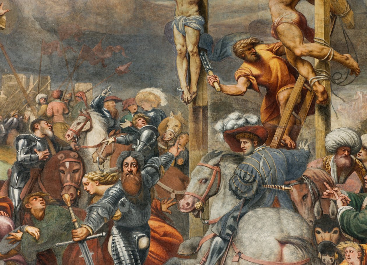 Contrafachada, IL Pordenone, Crucifixión 1520-21, (detalle) de Giovanni Antonio Pordenone