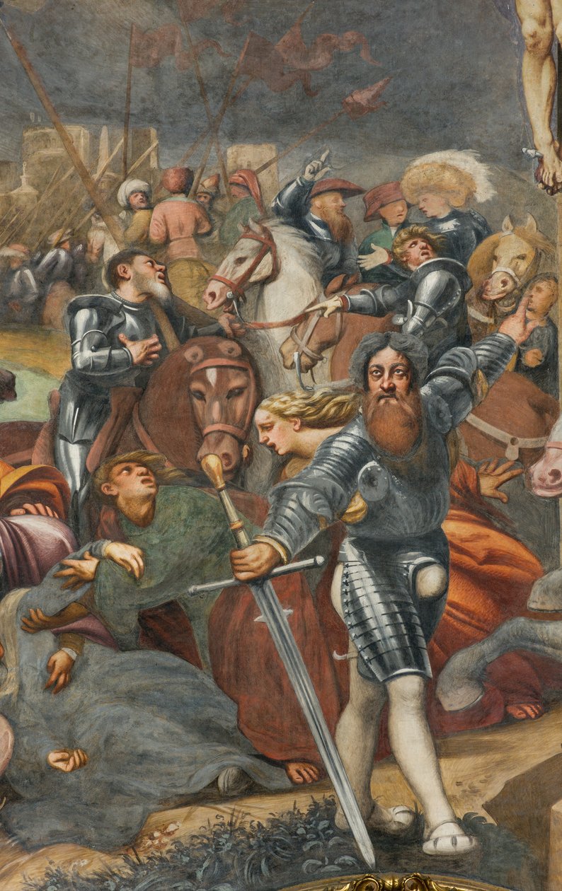 Contrafachada, Il Pordenone, Crucifixión 1520-21, (detalle) de Giovanni Antonio Pordenone