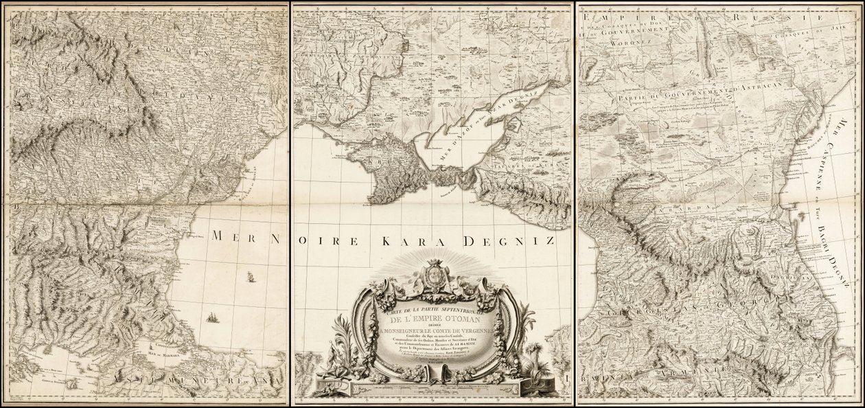 Mapa de 1774 del Mar Negro con las partes adyacentes de los Imperios Turco y Ruso de Giovanni Antonio Rizzi Zannoni