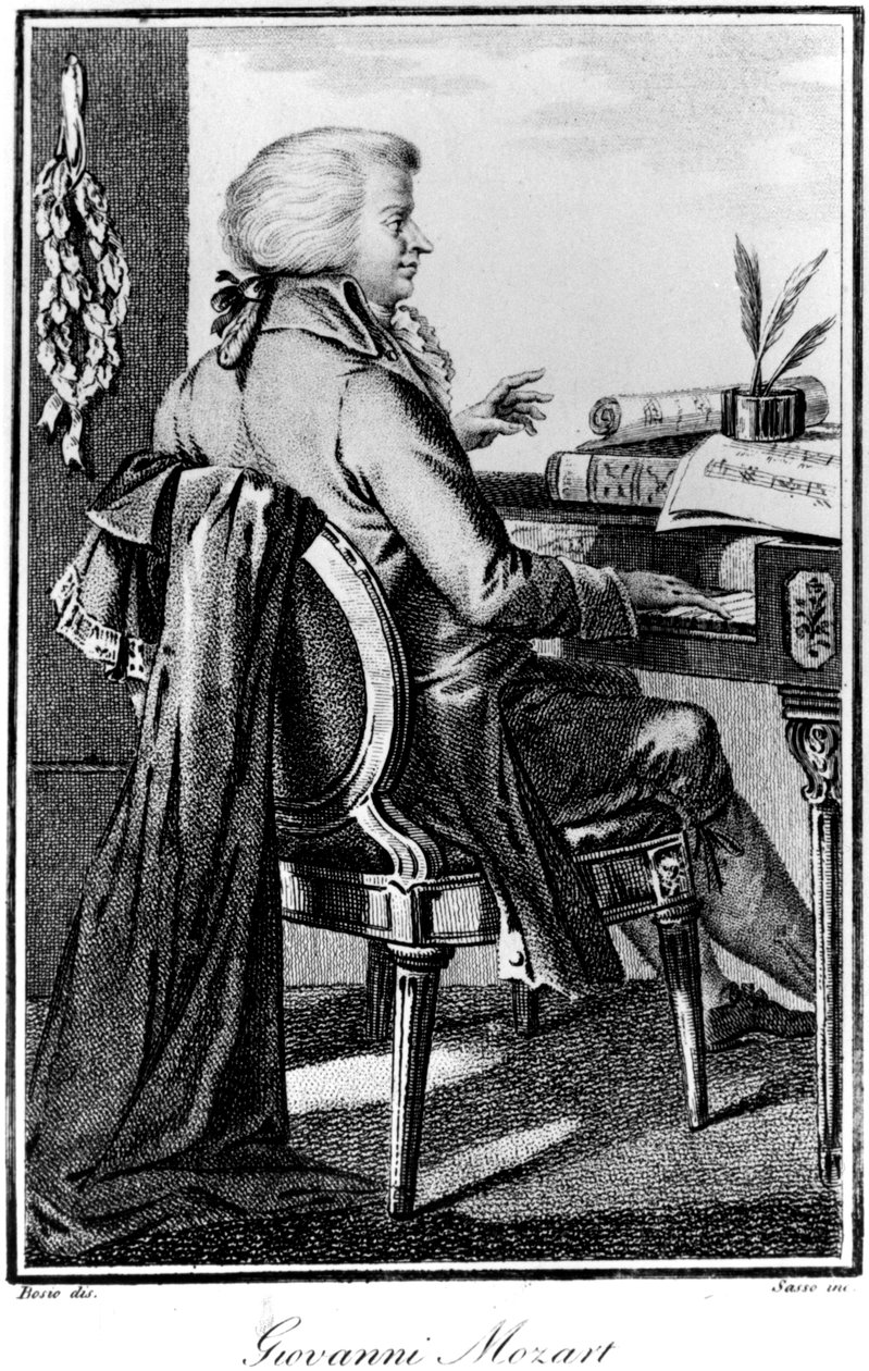Wolfgang Amadeus Mozart, compositor austríaco, c1784-1827 de Giovanni Antonio Sasso