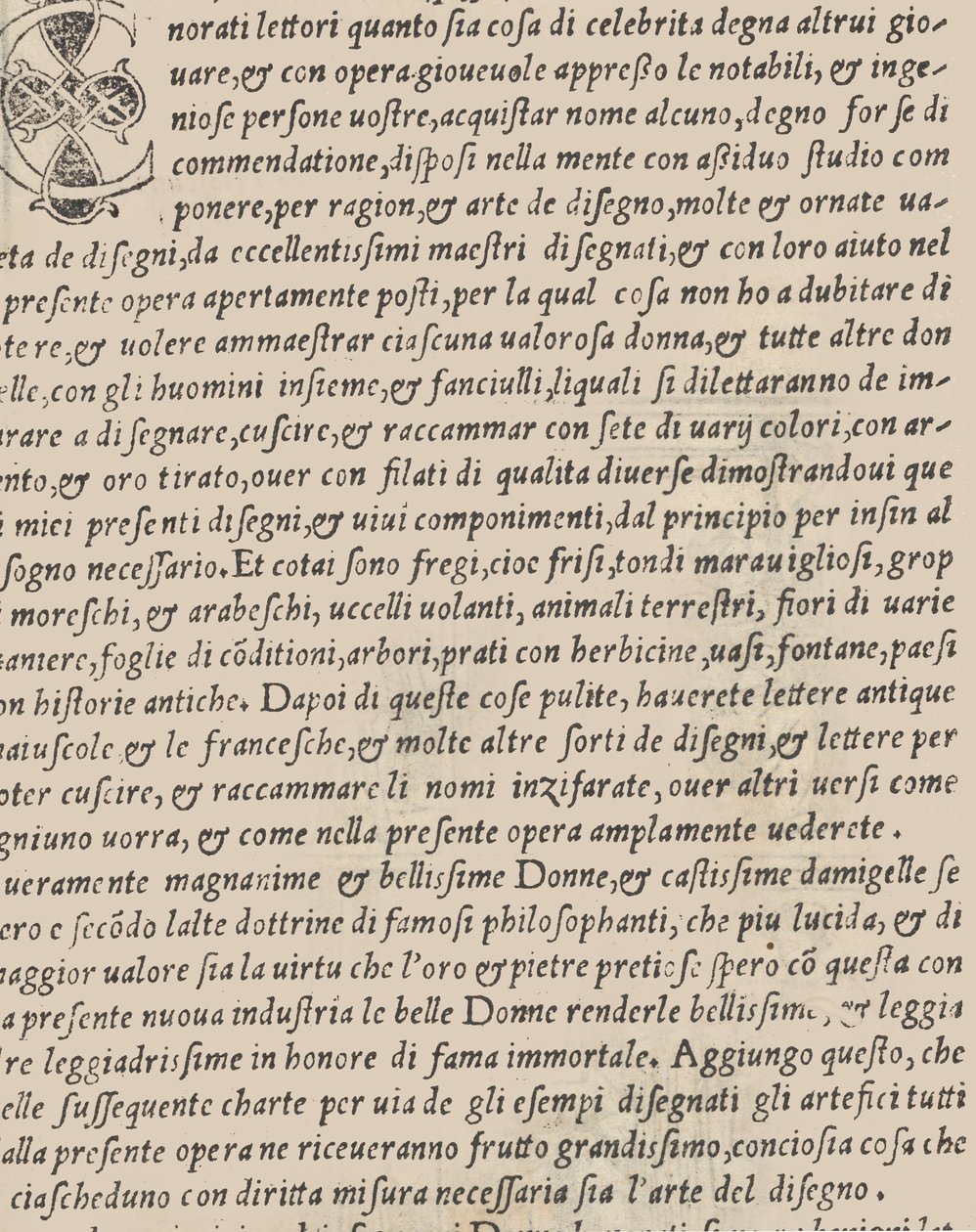 Essempio di recammi, página del título verso, 1530 de Giovanni Antonio Tagliente