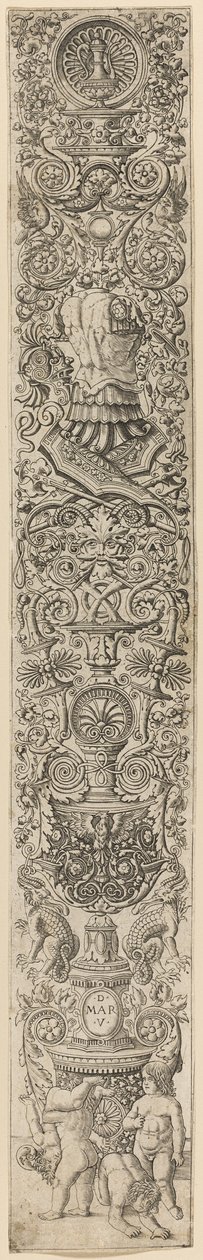 Cuatro niños jugando, lámina siete de Doce paneles ornamentales de Giovanni Antonio da Brescia