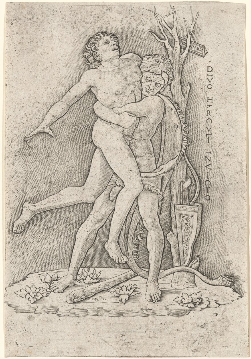 Hércules y Anteo de Giovanni Antonio da Brescia, after Andrea Mantegna