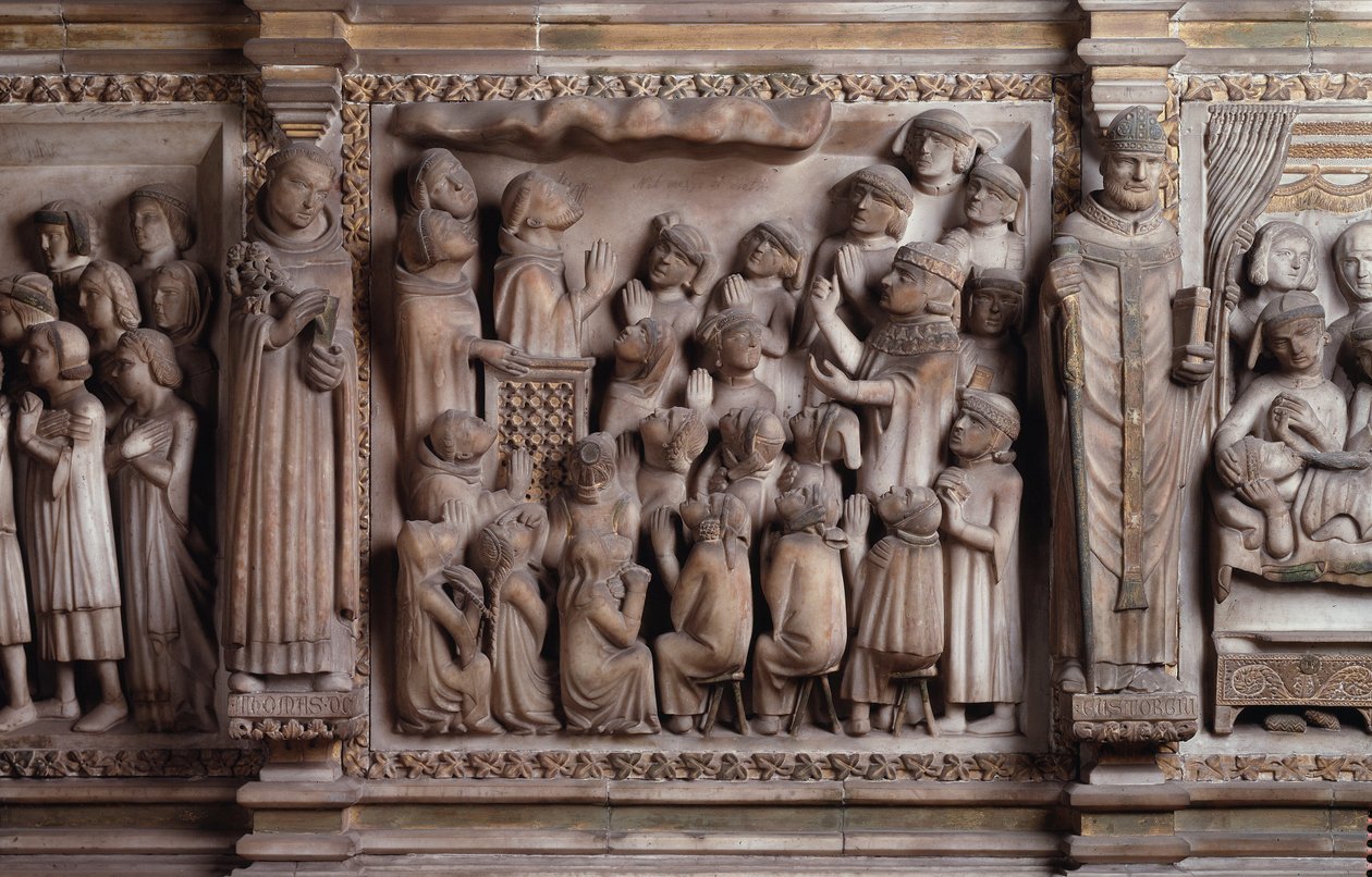 El milagro de la nube Escultura de mármol blanco, 1336-1339, por Giovanni di Balduccio de Giovanni Balduccio