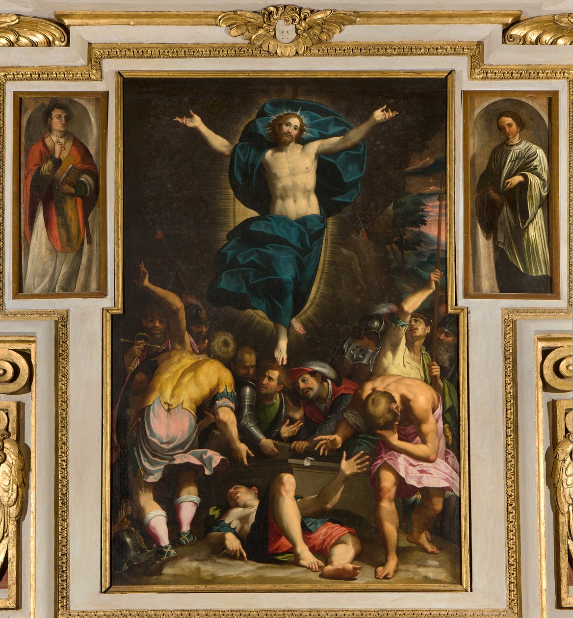Capilla de Nuestra Señora del Pueblo, Segundo tramo lado sur, Giovan Battista Trotti llamado el Malosso, Resurrección 1594 de Giovanni Battista Trotti