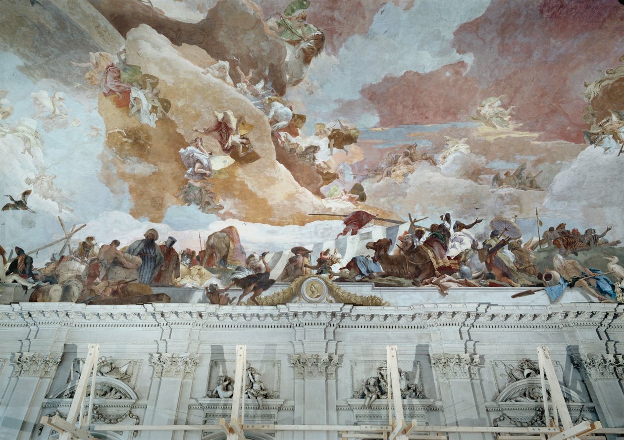 África, detalle del fresco del techo ... (fresco) de Giovanni Battista (1696 1770) Tiepolo