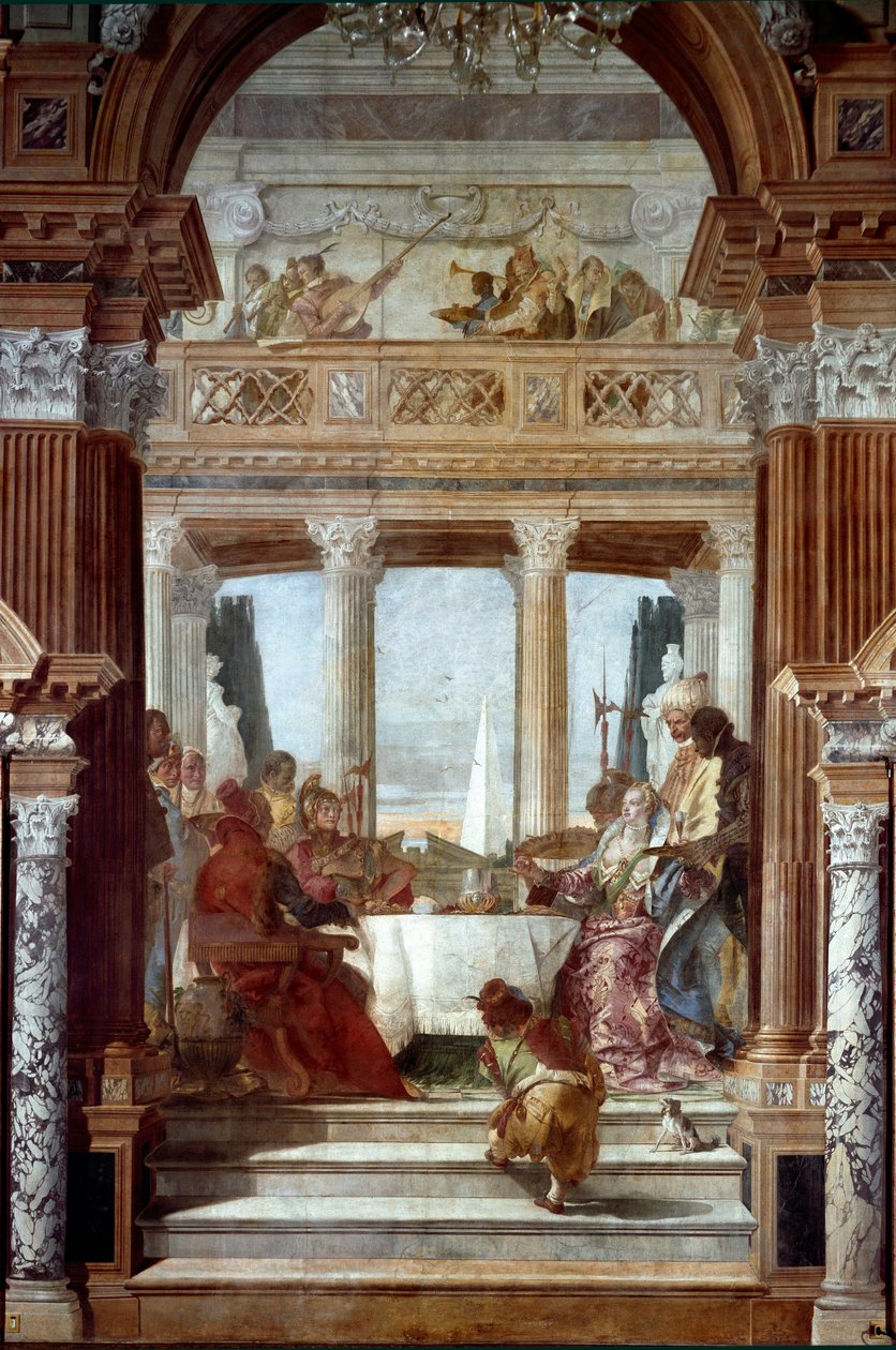 Banquete de Antonio y Cleopatra. Fresco de Giambattista Tiepolo (1696-1770) 1747-1748 Venecia, Palazzo Labia de Giovanni Battista Tiepolo