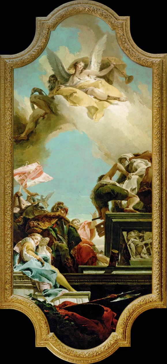 Erección de una estatua para un emperador (pintura sobre lienzo) de Giovanni Battista (1696-1770) Tiepolo