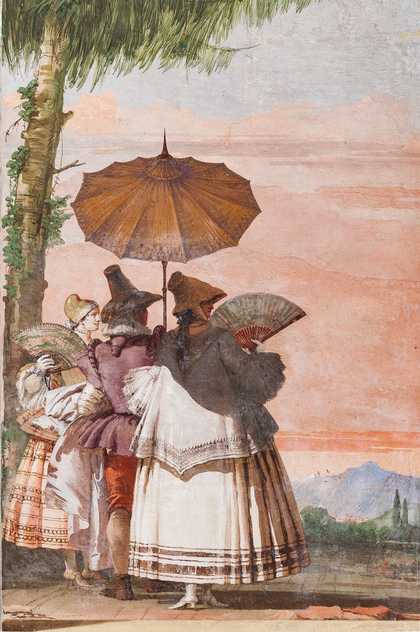 Alojamientos para invitados, sala de las falsas arquitecturas góticas: "Un paseo de verano" de Giovanni Battista Tiepolo