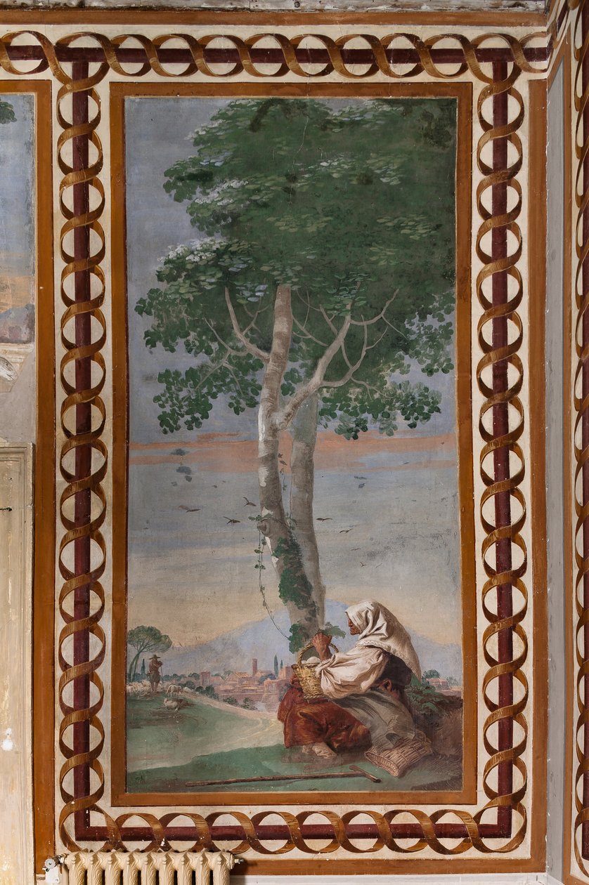 Alojamientos para invitados, Sala de las Escenas Rurales: "Paisaje con un campesino sentado" de Giovanni Battista Tiepolo