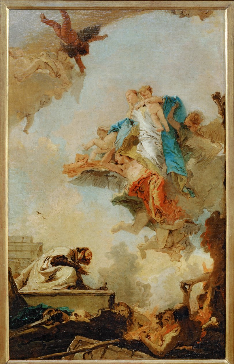 La Virgen del Carmelo apareciéndose a San Simeón Stock ... de Giovanni Battista (1696 1770) Tiepolo