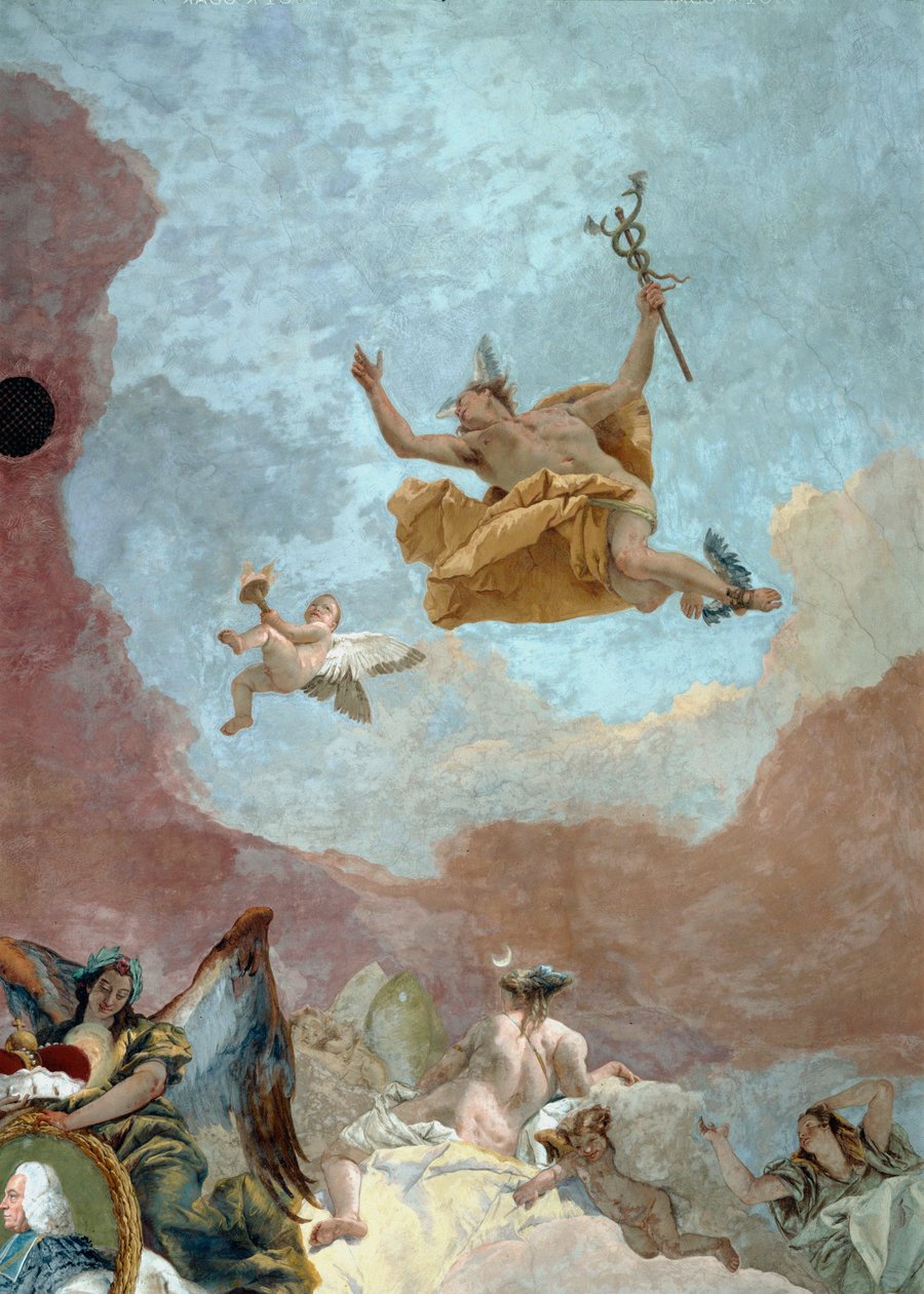 Mercurio, mensajero de los dioses ... (fresco) de Giovanni Battista (1696 1770) Tiepolo