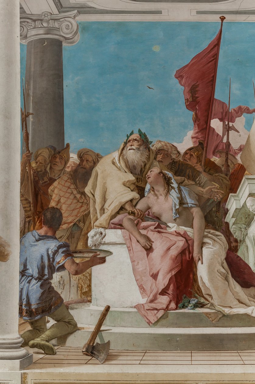 Palazzina (edificio pequeño), el vestíbulo de entrada: "El sacrificio de Ifigenia", detalle de Giovanni Battista Tiepolo