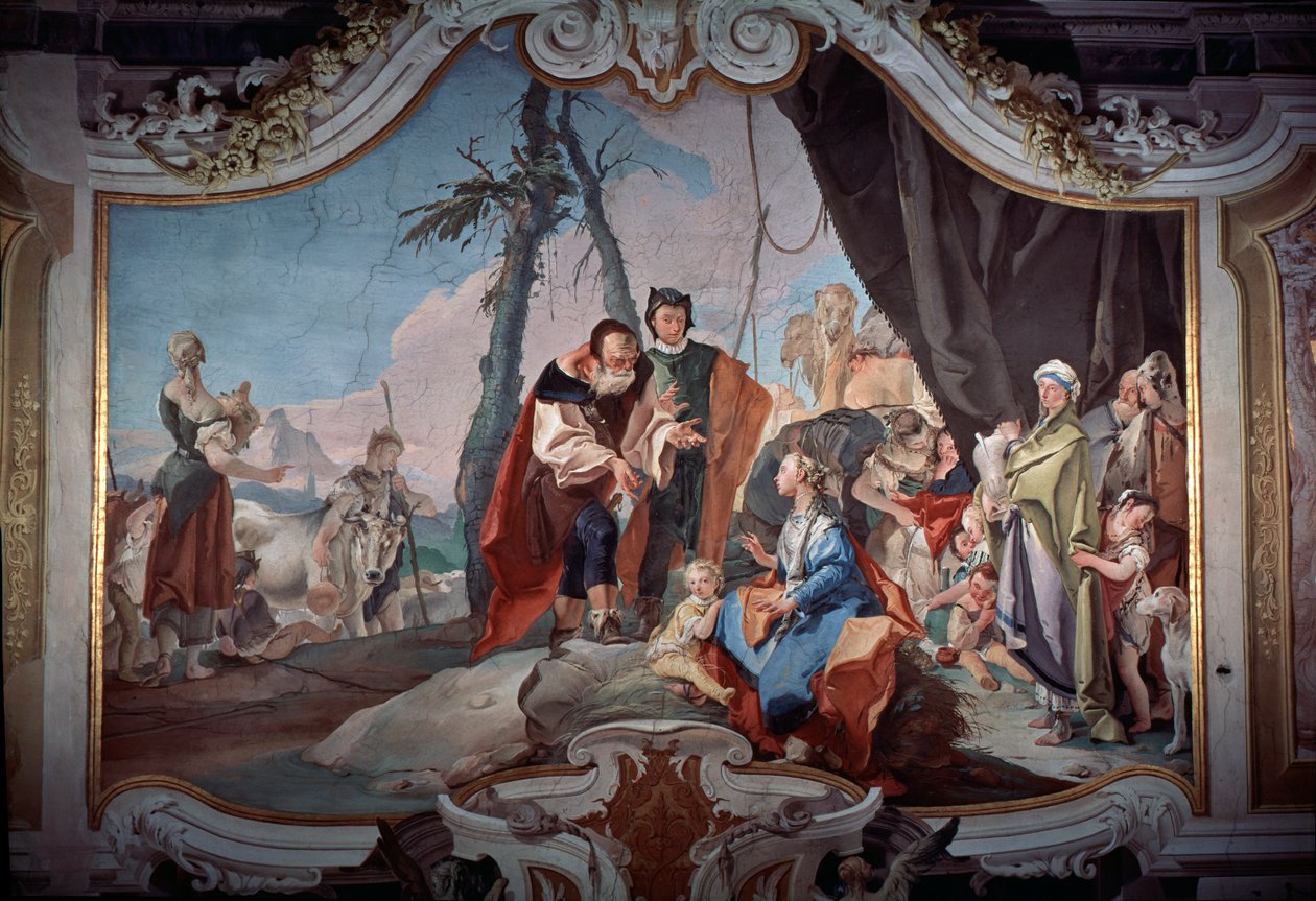Raquel escondiendo los ídolos robados de su padre Labán de Giovanni Battista Tiepolo