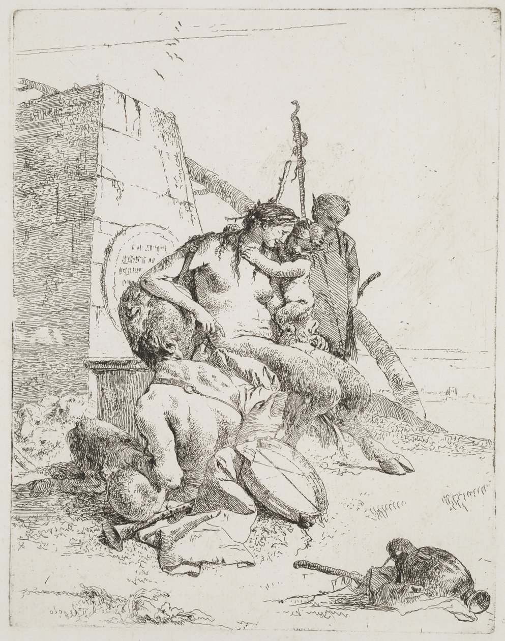 Familia de Sátiros con el Obelisco, Venecia, c.1765 de Giovanni Battista Tiepolo