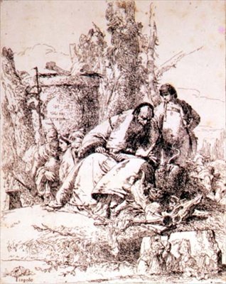 Hechicero Examinando Cráneos de Giovanni Battista Tiepolo