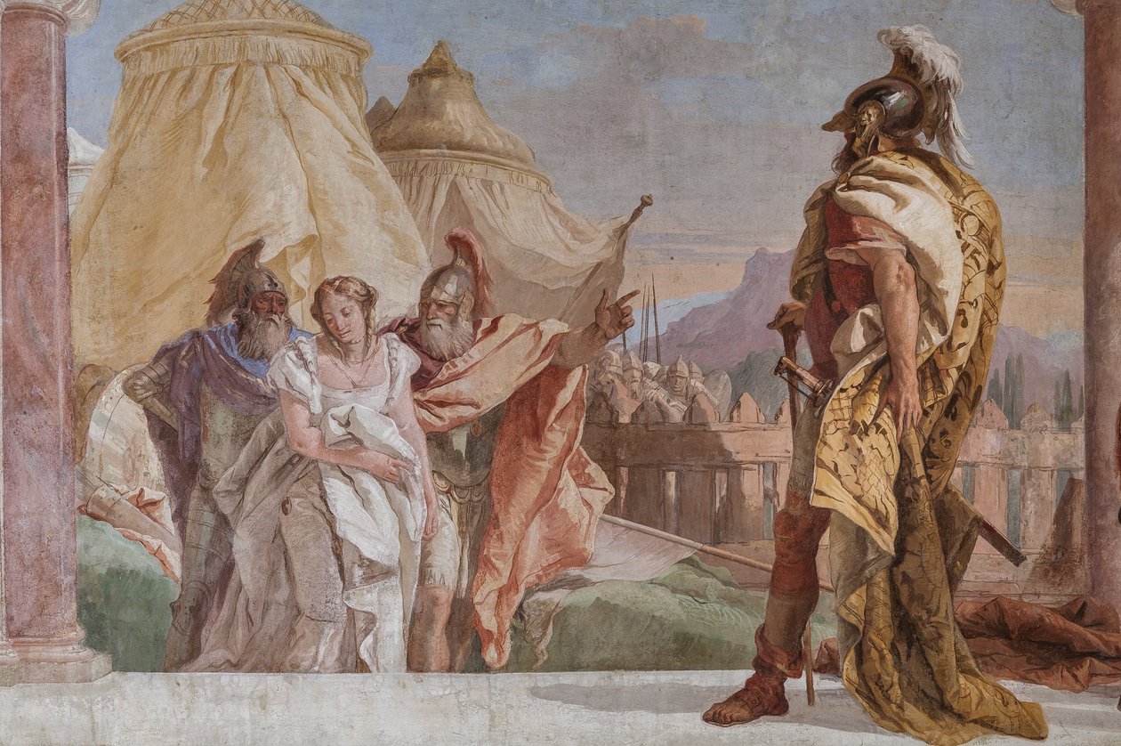 Euribates y Talthybius conduciendo a Briseida hacia Agamenón (detalle) de Giovanni Battista Tiepolo
