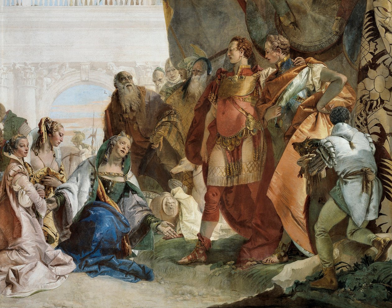 La familia de Darío III Codomano, detalle de Glorias de Escipión Africano y Alejandro Magno de Giovanni Battista Tiepolo
